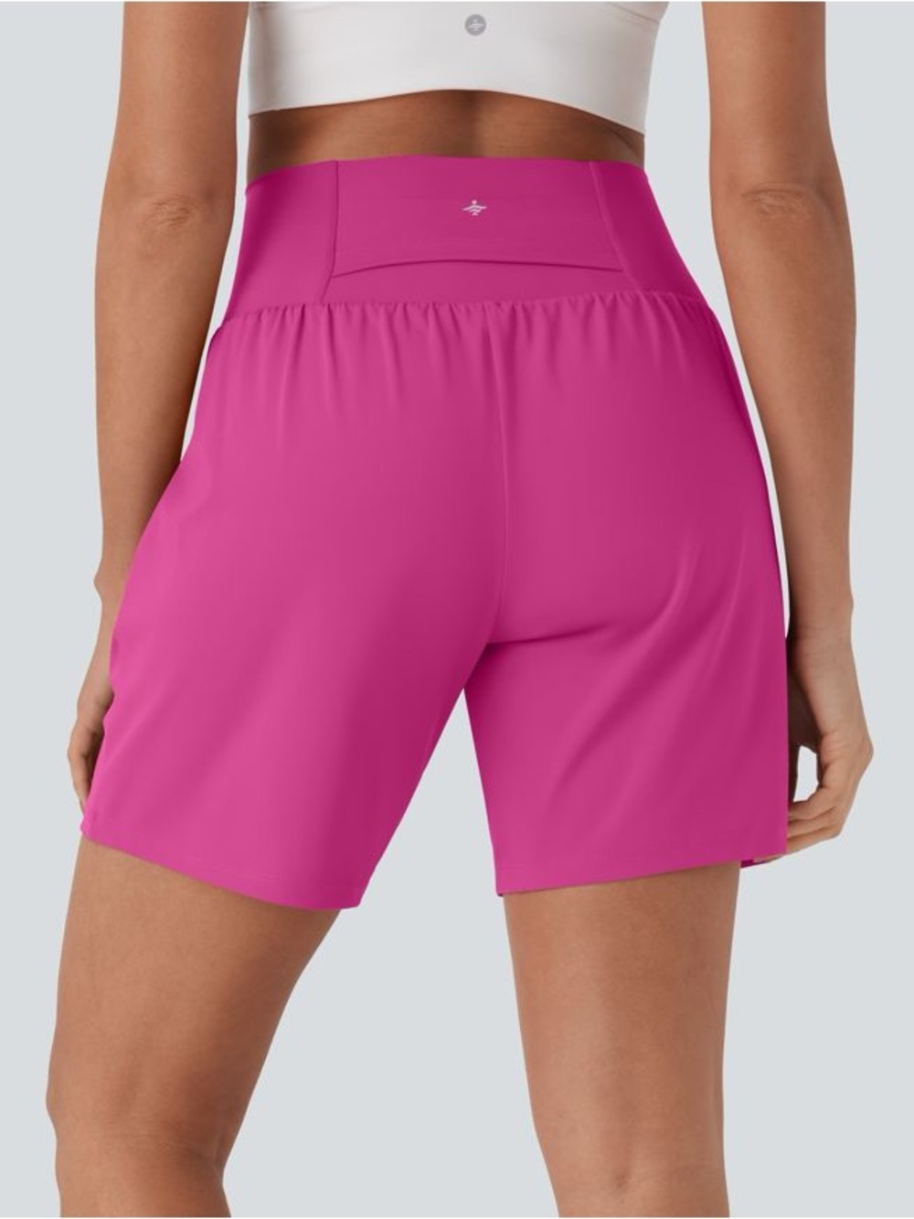 Halara SoftlyZero™ Airy Super High Waisted 2-in-1 InstantCool Yoga Shorts Pink - Picture 2 of 9